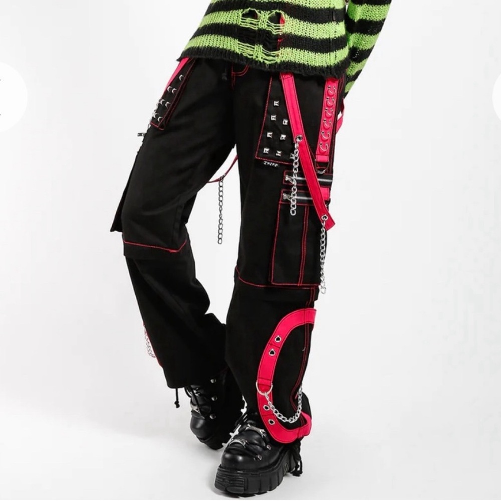 Tripp NYC Pink Black Step Chain Pants XS
